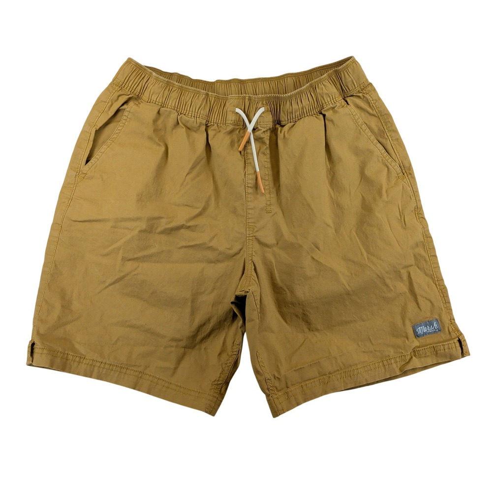 Marsh Wear Mens Khaki Elastic Waist Cotton Stretch Shorts Size L MWS5010